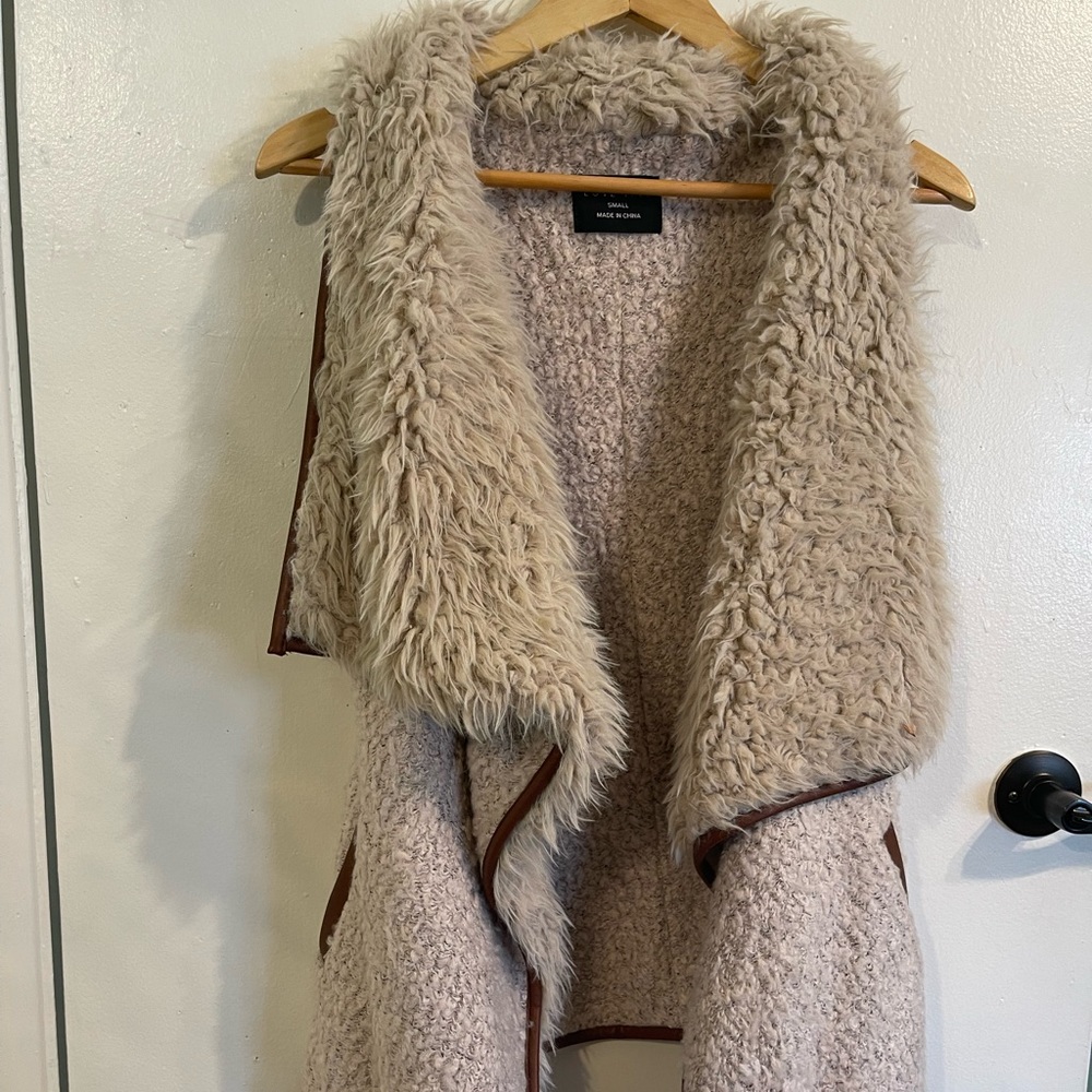 Faux Fur Vest Womens Fall Open Front Cardigan Faux Fur Coat Vintage Jacket Warm